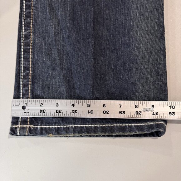 Buckle BKE Jeans Mens 32S Blue Tyler Bootleg Relaxed Distressed Dark Wash Denim - Picture 13 of 14